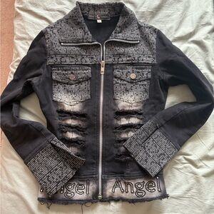 Black distressed jean jacket